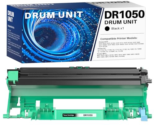DR1050 DR-1050 Drum Unit Compatible with Brother DCP-1510 DCP-1512 DCP-1610W DCP-1612W HL-1110 HL-1112 HL-1210W HL-1212W MFC-1810 MFC-1910 MFC-1910W DR 1050 (Single-Pack)