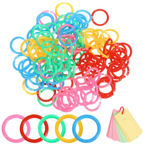 STOBOK 120pcs Plastic Binder Rings Book Rings Loose Leaf Binder Clips Office Stationery Supplies