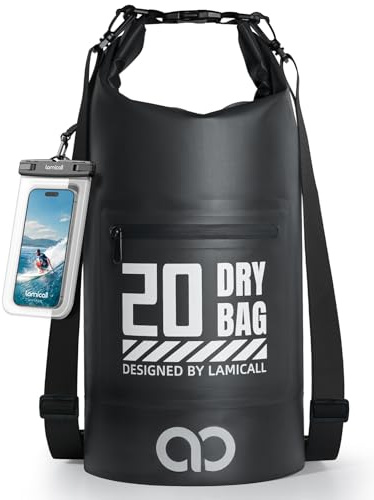 Lamicall Dry Bag, wasserdichte Tasche Beutel, Wasserfester Rucksack Drybag | [Robust & Kratzfest] 5L/10L/20L/30L/40L Waterproof Bag für Wassersport/Strand/Bootsport, Freie 100% wasserfeste Handyhülle