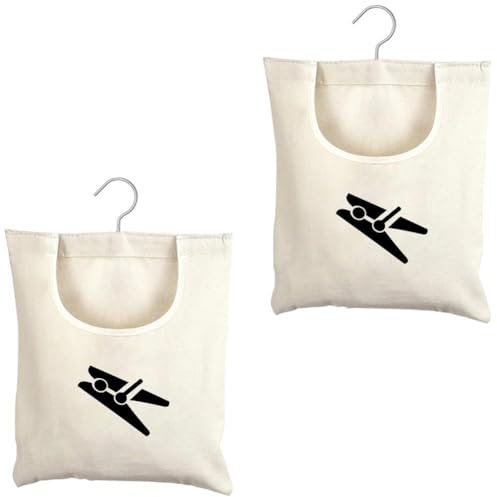 Uzztfa 2 Pcs Clothespin Hanging Bag Hanging Storage Organizer Bag Clothespin Basket Bag Clothes Pin Holder Organizer Clothes Peg Holder