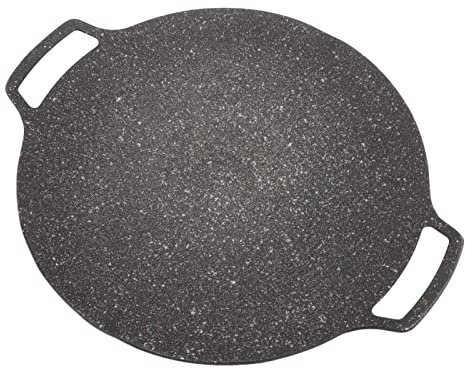 ZASCHMOY Non-Stick Korean BBQ Plate - 30cm Circular Teppanyaki Frying Pan for Home & Outdoor Grill - Aluminum Alloy Grilling Tool for Gas Stove (Universal Type 33cm)