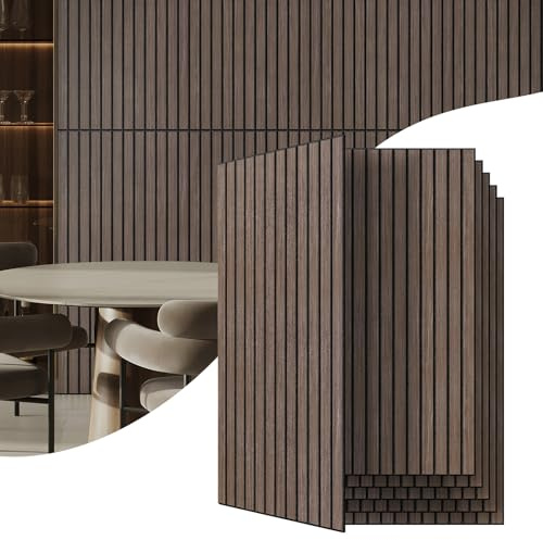 6 Pack Acoustic Wall Panels, 47.2 X 23.6 Sound Absorbing Panels, Decorative Sound Proof Panels for Home, Office, Studio Room, Deep Walnut