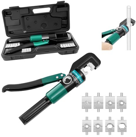 Hydraulische Crimpzange 4-70mm² | 60KN Hydraulic Wire Hand Crimper | Manuell Kabelcrimpzange | 8 Sätzen Kabelschuh Presse | Cable Lug Terminal Crimping Plier Tool für Kupfer-Aluminium-Kabelschuhe