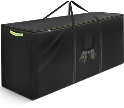 Aufbewahrungstasche Gartenauflagen, Auflagentasche Wasserdicht, 420D Schwere Oxford Stoff Aufbewahrung Gartenpolster Mit Tragegriff, ReißFest, Uv-BestäNdig, Tannenbaum Tasche (Schwarz, 175×55×75CM)