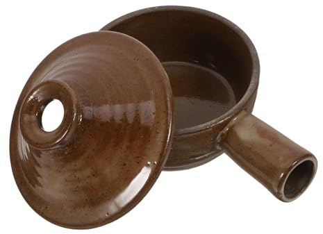 DECORNIJIA Cazuela de Barro con Tapa para Microondas Olla Práctica Resistente Altas Temperaturas para Sopa Arroz y Guisos Ligera y Portátil para Cocina
