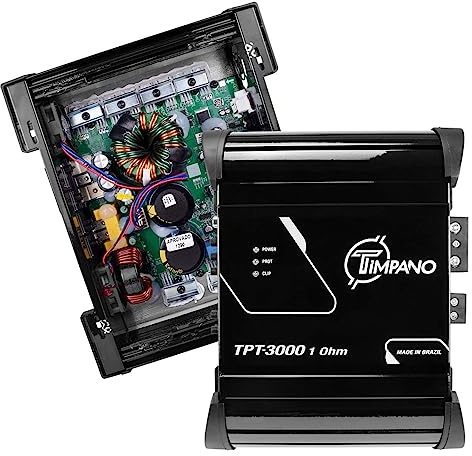 Timpano TPT-3000 1 Ohm Compact Amplifier 3000 Watts, 1 Channel, Full Range Amp Class D for Car Speakers, Loudspeakers, Drivers and Tweeters on Car Audio Systems
