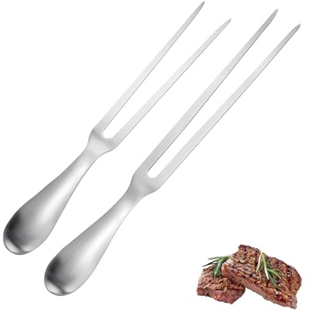 2 Stück Fleischgabel Edelstahl, Servier Grillgabel mit ergonomischem Griff, Tranchiergabel für Grillen und Küche, Ideal für Abendessen, Party,Truthahn, Braten