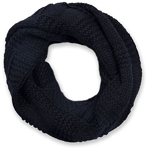 styleBREAKER Unisex Strick Loop Schal mit Patentmuster, Uni Feinstrick Schlauchschal, Winter Strickschal 01018152, Farbe:Schwarz