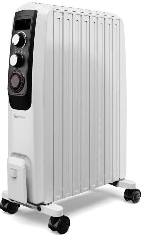 Pro Breeze Radiatore a Olio Elettrico Alta Potenza – 8 Elementi, 3 Impostazioni di Calore 2000W, 1200W e 800W, Timer 24H e Termostato – Radiatore elettrico