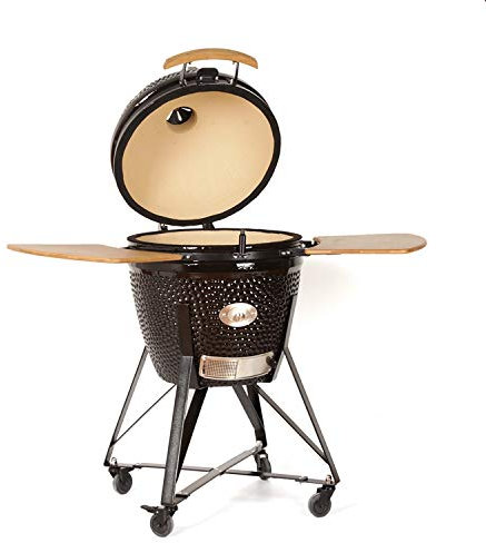 YNNI KAMADO TQ0C23BL Barbecue en céramique avec mangeoire à Chips Noir 58 cm