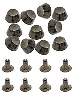 Trimming Shop Lot de 100 clous de champignon à tête plate en laiton avec rivets à épingle pour porte-monnaie, maroquinerie, vêtements, bricolage, noir