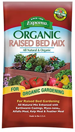 Espoma Organic Raised Bed Mix - All Natural and Organic Potting Soil Mix for Growing Vegetables and Herbs in Raised Garden Beds. for Organic Gardening.1.5 Cubic Foot Bag