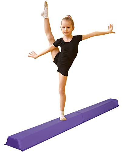 F2C 6ft Folding Gymnastic Balance Beam, Anti-Slip Base Floor Foam Balance Beam Bar, Gymnastics Equipment for Beginners Practice Training