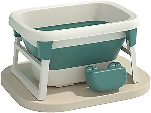 LRBBH Faltbare Duschbadewanne, Zusammenklappbare Babywanne, Universal Neugeborenes Baby Rutschfeste Badewanne Unterstützung Für Kleinkind Kinder Infant,Grün