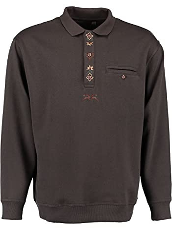 OS Trachten Herren Sweatshirt Pullover Jagdsweatshirt mit Liegekragen Shuro, Größe:XXL, Farbe:trachtengrün