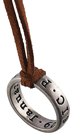 Collar con anillo de Uncharted 4 Nathan Drake para hombres con cordón de cuero ajustable, fabricado a mano, de metal