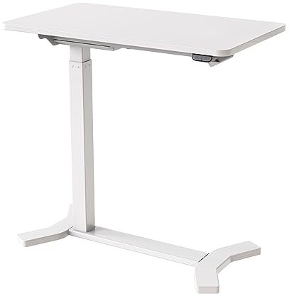 ESMART EAC-121WW 70 x 40 cm Weiß - Mobiler stufenlos elektrisch höhenverstellbarer Beistelltisch 65-103 cm auf Rollen für Couch, Bett, Kinderzimmer und Homeoffice