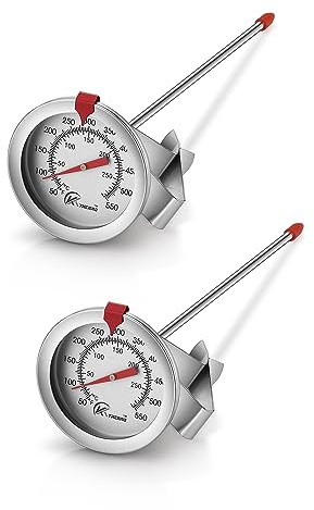 KT THERMO Candy/Deep Fry Thermometer with Instant Read,Oil Thermometer(2-Pack),8 Stainless Steel Stem Meat Cooking Thermometer,Best for Turkey,BBQ,Grill
