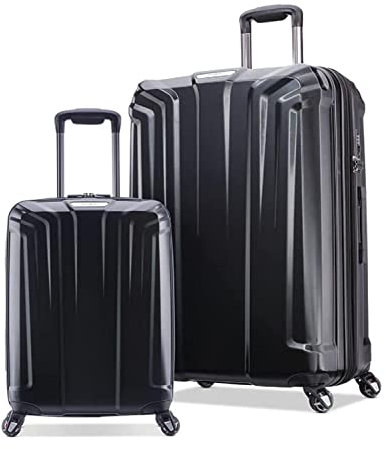 Samsonite Endure 2 Piece Hard Shell Suitcase Set Black Expandable, TSA Lock, USB Port