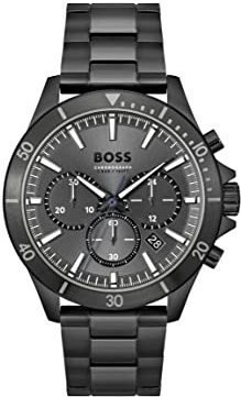 BOSS Montre Chronographe à Quartz pour Homme Collection Troper avec Bracelet en Cuir ou Acier inoxidable