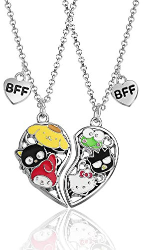 Hello Kitty Sanrio and Friends - Collar para ni a de 5 a 40,6 cm + 7,6 cm de Imit. Cadenas de la amistad de rodio BFF con licencia oficial para disfraz, sin piedras preciosas, Disfraz, No es una
