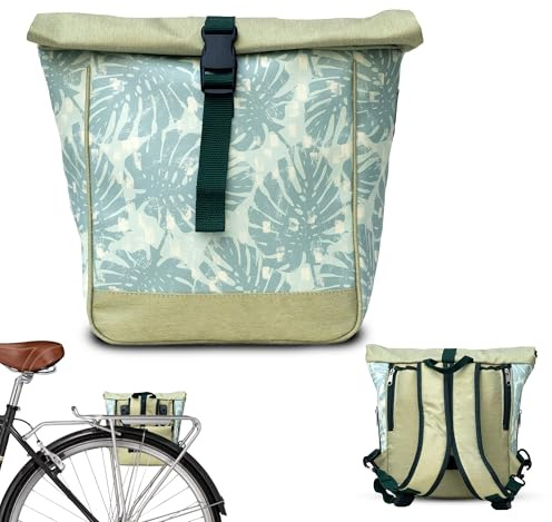 Ikuri Kleine KOMBI Fahrradtasche/Rucksack 20-26’’ für Kinder Falträder Klappräder aus Plane – Modell Monstera