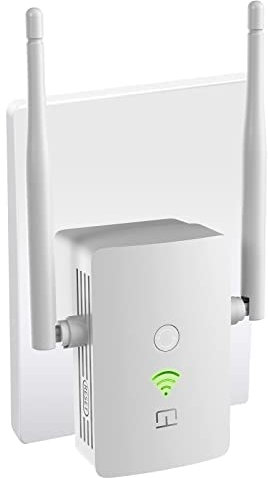 WLAN Verstärker Repeater I 1.200Mbit/s Dualband Internet Verstärker Mit Hohe Reichweite, LAN Anschluss, Steckdose, 867Mbit/s 5GHz + 300Mbit/s 2,4GHz, Kompakte Bauweise