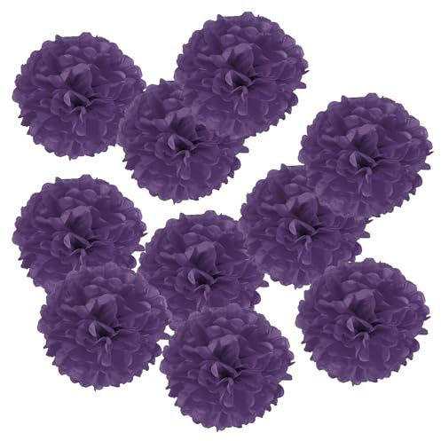 PATIKIL 10 Fazzoletto Pom Pom Fiori, 18pz Carta Fiore Palla per Matrimonio Sposa Doccia Compleanno Addio Nubilato Festa Sfondo Decorazione, Scuro Viola