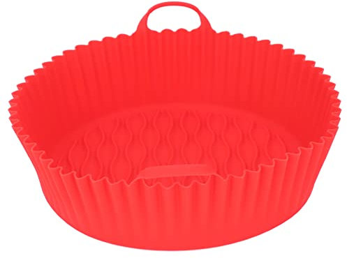 Freidora Cesta de Silicona Revestimiento para freidora Reutilizable Apto para lavavajillas Apto para Alimentos para Utensilios de Cocina (Rojo)