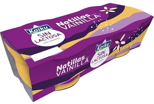 (6 PACK DE 2X125g.) KAIKU Natillas con sabor a chocolate, elaboradas sin lactosa (REFRIGERADO) (VAINILLA)