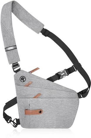 MOSISO Brusttasche Sling Bag Rucksack Mehrfachtasche Umhängetasche,Leichtgewicht Anti-Diebstahl Crossbody Lässig Schultertasche Daypack Ein Riemen Chest Backpack für Frauen Männer Wandern Reisen,Grau | Leichter Reiserucksack für Damen und Herren, Outdoor-Wandern, Grau