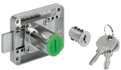 Gedotec Sicherheits-Schrank Schloss mit Schlüssel | 1 Set Möbelschloss Universal mit verstellbarem Dornmaß | Zylinderschloss gleichschließend | Aufschraubschloss für Möbelschrank Büroschrank