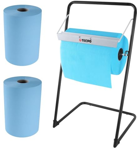 TECPO Putztuchrollen Bodenständer + 2 Putztuchrollen Putzpapier 3-lagig 36cm breit