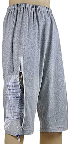 HAODING Âgé Pantalon Sac D'urine Hommes Incontinence sous-Vêtements Shorts Vessie Patient Poche Caché, Unisexe(Size:L,Color:Gris)