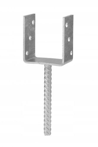 BK SHOP Pfostenträger U-Form zum Einbetonieren | Stützenfuß 71 x 120 x 60 mm | Pfostenanker Verzinkter Stahl 4 mm | Bodenanker für Holzpfosten | Pfostenschuh für Terrassen und Zäune