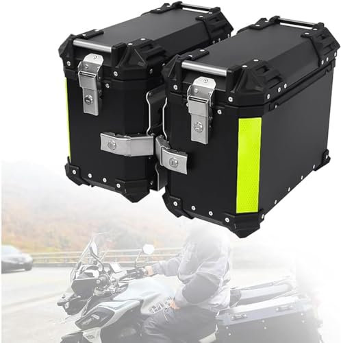 CORGLI 38L Universal Motorrad Seitenbox Packtaschen Gepäck Kofferraum Aufbewahrung Satteltasche Werkzeugträger Kofferraum Wasserdicht, A,Black