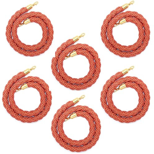 absperrkordel 4Artikel 6Artikel Geländerseil, Rungenabsperrseil Twist Rope Mit Gold-Silber-Haken Für Öffentliche Räume, 3ft 5ft 5.5ft 6ft Verkehrskontrolle Geflochtenes Seil ( Color : 6pcs Orange gold