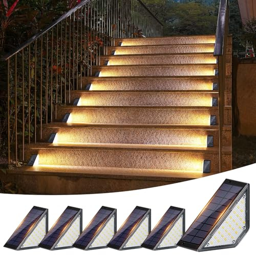 Solarlampen für Außen Garten, LED Gartenlampen für Innenhöfe Dekoration, Terrasse, Zaun, Pathway, Stufen und Treppen, LED Wegeleuchten IP65 Wasserdicht Outdoor Balkon Boden, 6 Stück