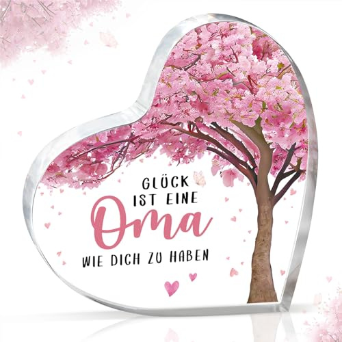 Gleevara Oma Geschenk, Geschenk Oma, Herzförmige Acryl Heimdekoration | Gleevara Einzigartige Großmutter Geschenke zum Geburtstag Weihnachten Muttertag, von Enkel und Enkelin