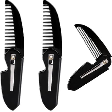 Faltbarer Taschenkamm, 3 Stück Klappbarer Bartkamm, Mini Klappkamm,Taschenkamm,Reisekamm, von Haar, Bart Oder Schnurrbart, Styling Haarkamm Herren Bart Schnurrbart Kämme