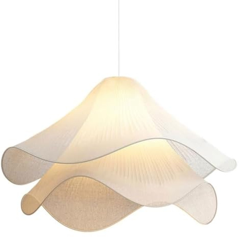 MODEBHD Modern Simple Hanging Lamp Cream Petal Fabric Chandelier Decoration Warm Romantic E26 Pendant Light For Indoor Living Dining Room Bedroom Home Pendant Lamp Kitchen Island Restaurant Cafe Light