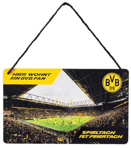 Dortmund Unisex – Erwachsene BVB Borussia Türschild, Exklusiv, 20 X 12 cm, Stadion, Schwarzgelb, Schwarz, 20 X 12 cm EU