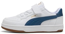 PUMA Baskets à fermture Facile Caven 2.0 Enfant 29, White Dark Indigo Gum Blue Beige