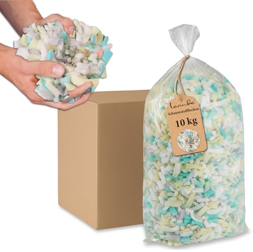 Leanbe Schaumstoffflocken 10 kg Füllmaterial für Kissen, Sitzsäcke und Polster – Weiche Schaumstoff Füllung für DIY, Möbel und Heimtextilien