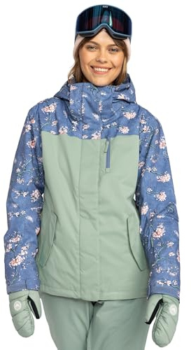 Roxy Women's Jetty Block Jacket – 10K Waterproof, Insulated Snow Jacket, PFAS-Free, Recycled Fabric, Blosson, Medium