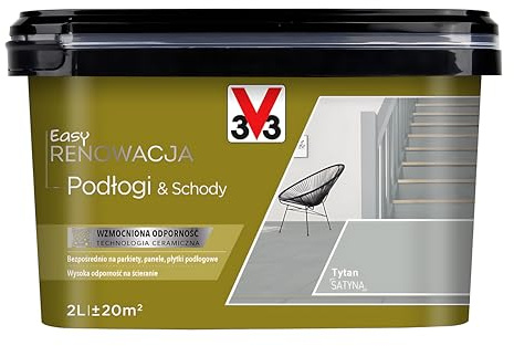 V33 Boden- & Treppenfarbe – Ohne Schleifen & Grundierung – Hochdeckend, abriebfest, wasserfest – Für Holz, Laminat, Fliesen – Innenbereich – 2L – Titan