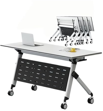 Mobiler Konferenztisch mit Rollen, Metallrahmen und Holzplatte, rechteckiger, modularer Besprechungstisch für Schulungsseminare (119,4 x 50,8 x 76,2 cm)