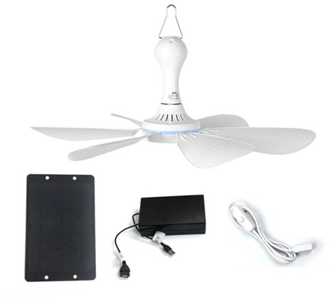 Piccolo Ventilatore da Soffitto for Esterni Ventilatore Solare 6v5w Durata Della Ventola di 8 Ore Diametro di 42 Centimetri Ventilatore da Campeggio con 6 Pale del Ventilatore con Inserto in ABS Adatt