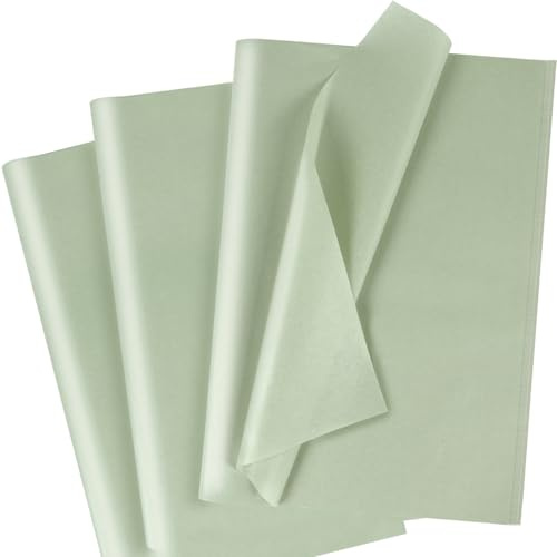 MAMUNU 120 Blatt Seidenpapier für Geschenktüten, Salbeigrünes Seidenpapier Geschenkpapier Bulk, Geschenkpapier für Geburtstag, Basteln, Hochzeit, Weihnachten, Party, Festival, 50 x 35 cm