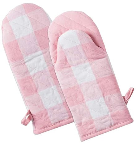 AYWTIUN 1 Paar Ofenhandschuhe, Mikrowellenhandschuhe, verdickte Grill-Kochhandschuhe, rutschfeste, hitzebeständige Backhandschuhe, Küchenzubehör durch gebacken(Pink)